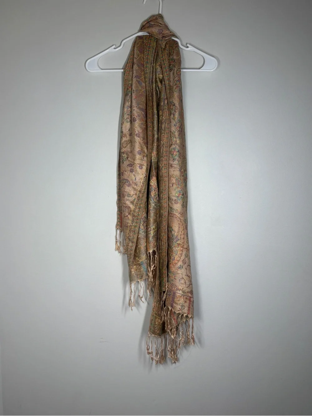 Vintage 100% Wool Jamawar Paisley Pashmina Scarf Wrap